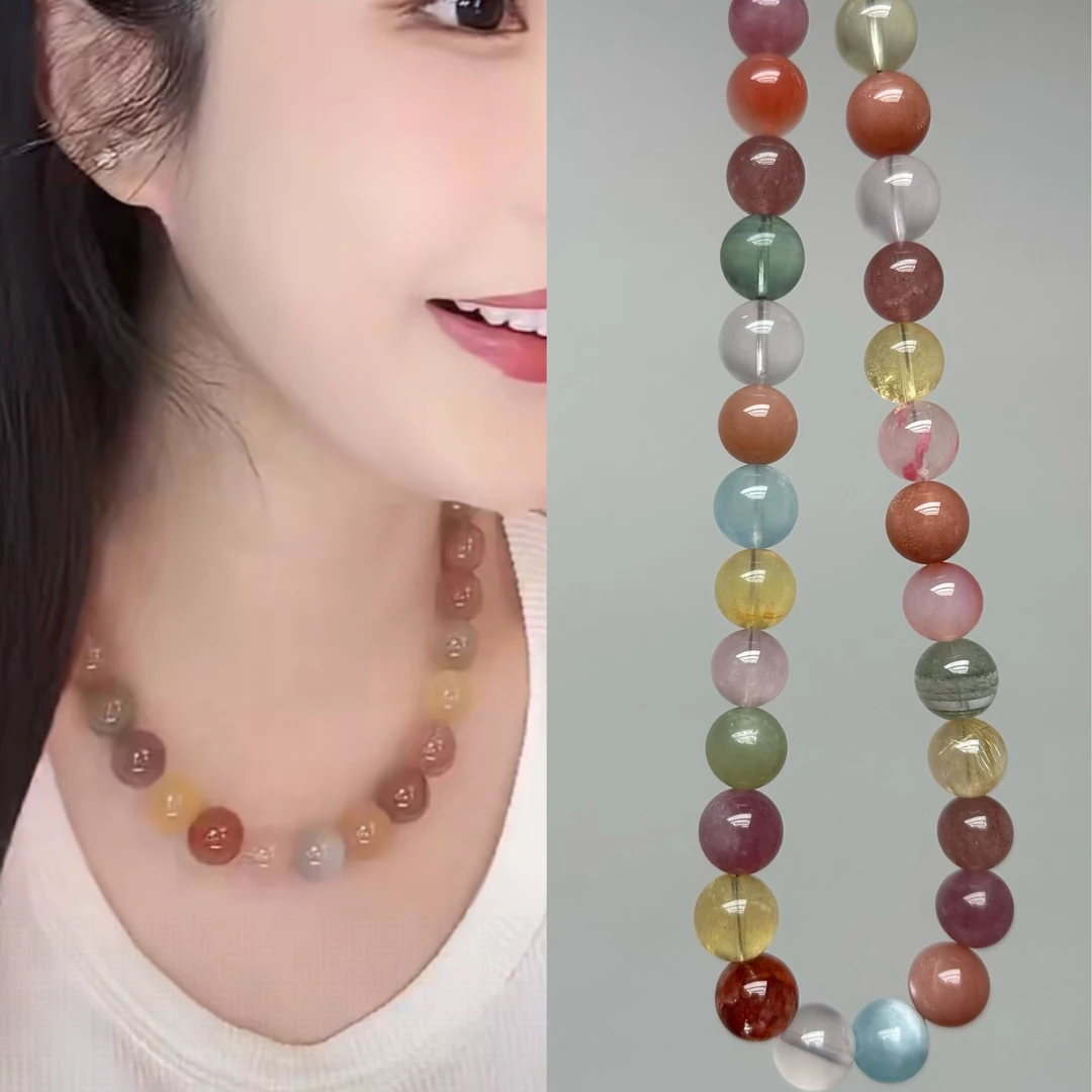 韦雪同款水晶项链黄水晶金发晶红胶花送闺蜜礼物饰品