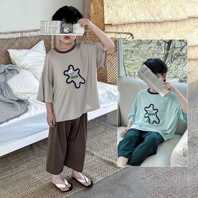2025新款儿童夏季睡衣套装中大童亲肤家居服柔软套装/TZW832