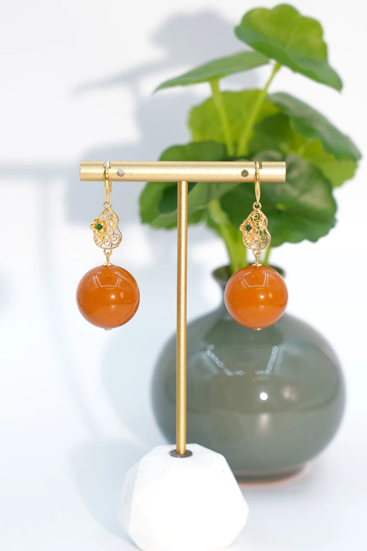 老蜡葫芦耳钩耳饰多样性发一件YB12289901