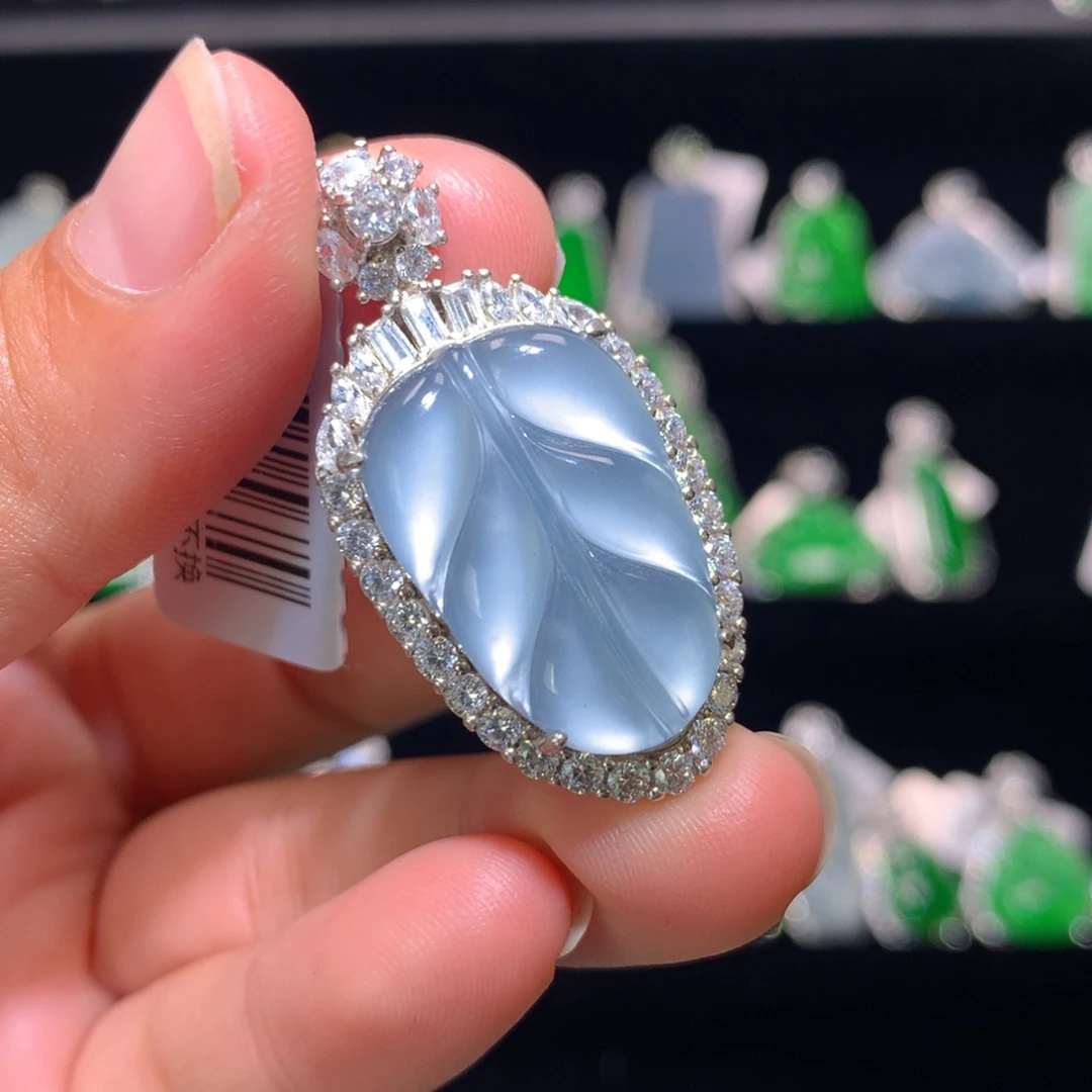 【闪购商品】翡翠银S925镶嵌颈饰天然翡翠