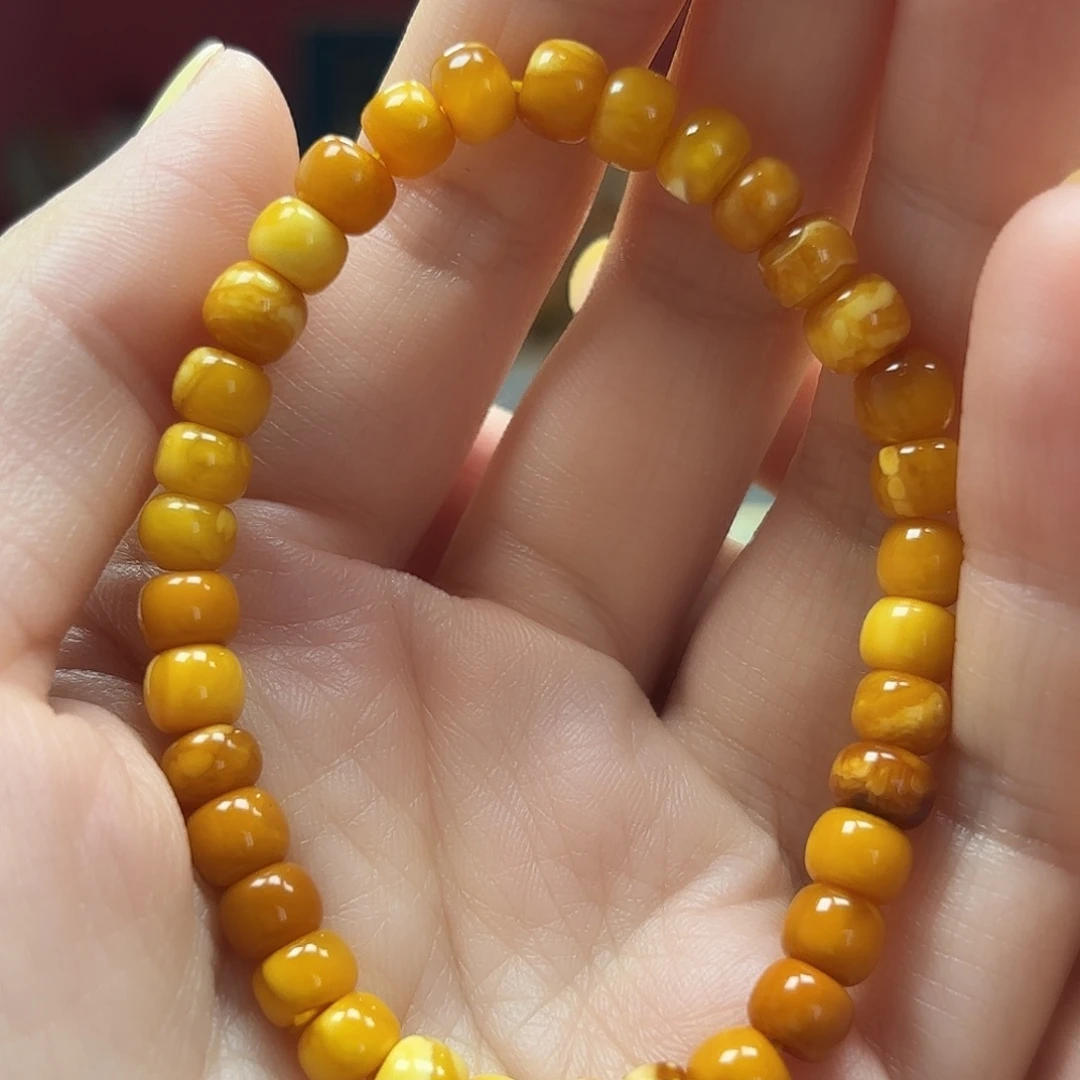 银S925镶嵌蜜蜡手链手串