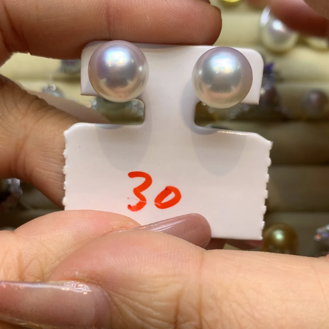 铂Pt950镶嵌耳饰海水珍珠