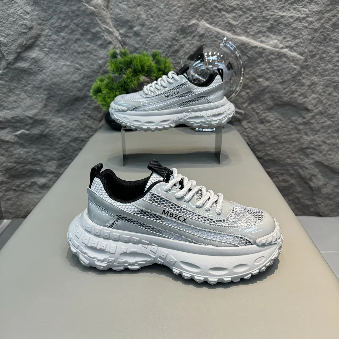 轻奢男士运动鞋夏季透气网面舒适增高软底时尚百搭跑步登山旅游鞋