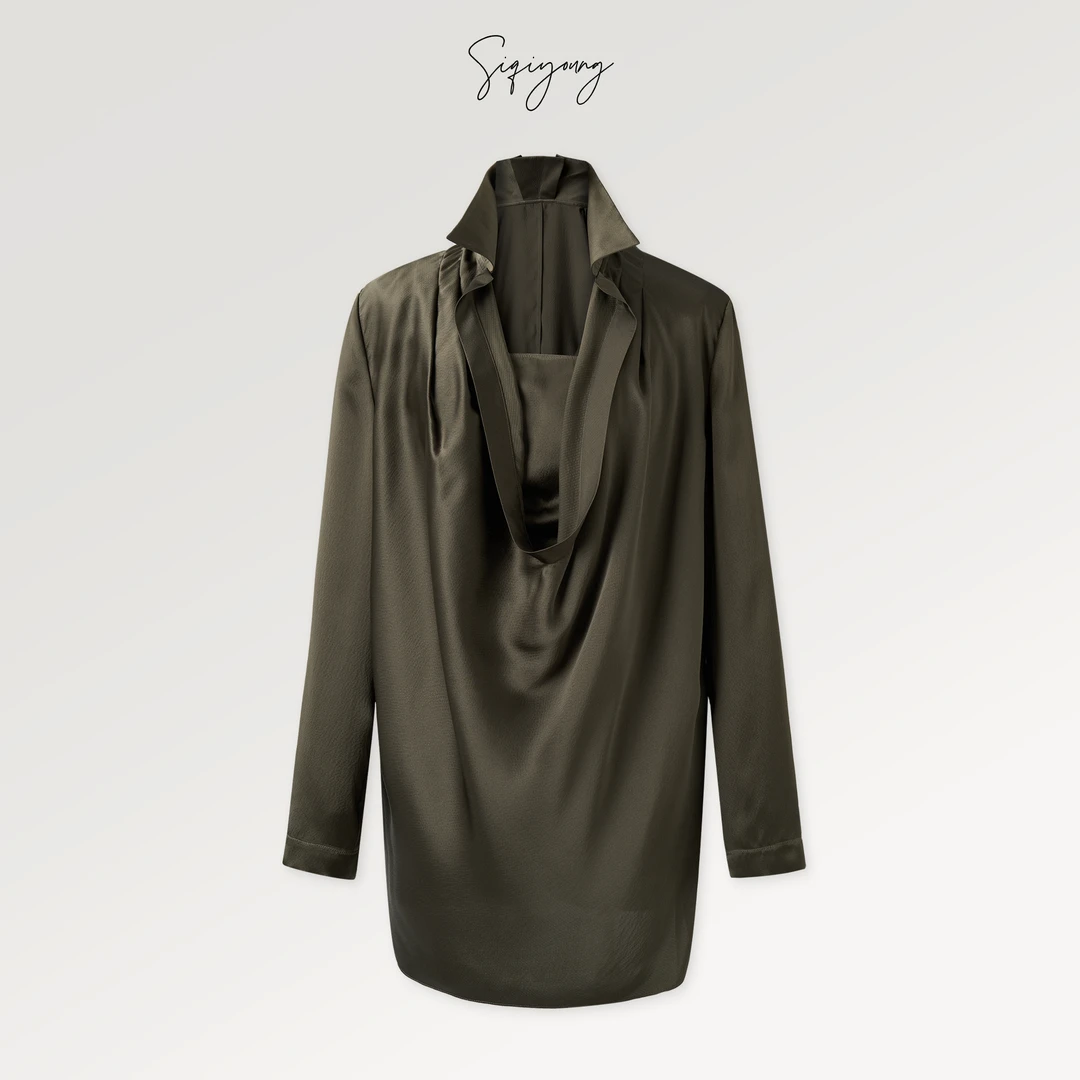 SIQIYOUNG【Maggie精选】绿野仙踪-荡领桑蚕丝上衣