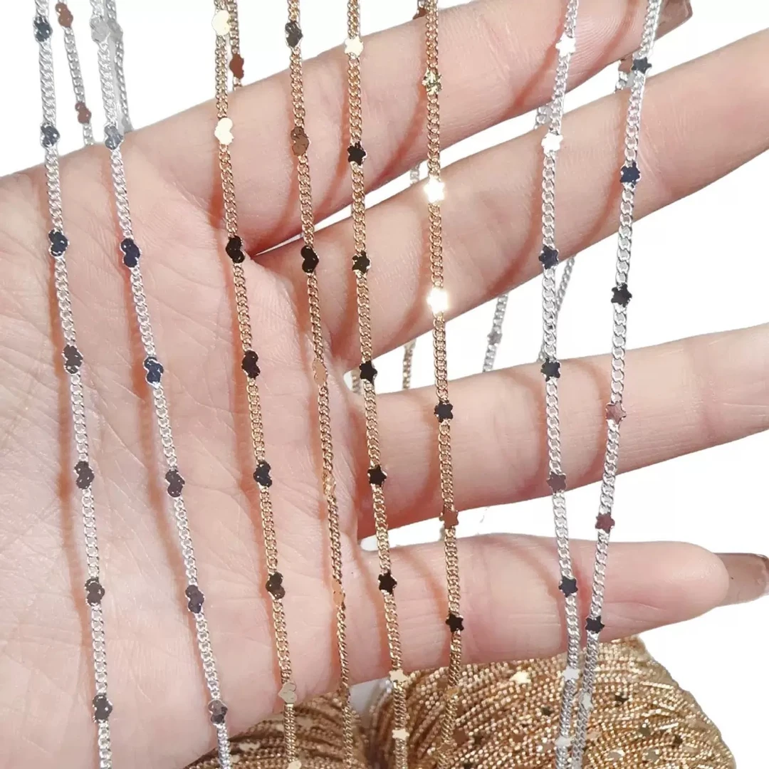 (洁雨饰品· DIY)  L00619  DIY配件 纯铜电泳保色素链亮片五角星