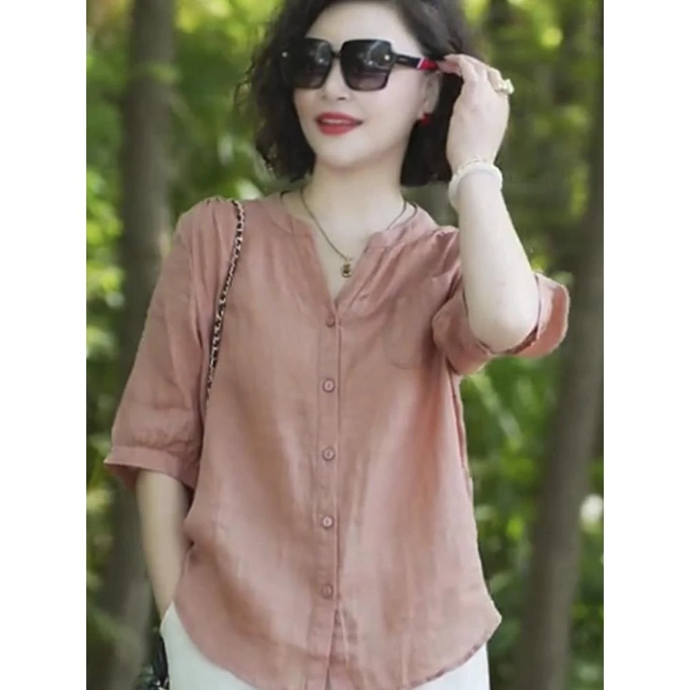 2025夏季新款女士巨好看的苎麻套装高级感中年妈妈减龄穿搭一整套