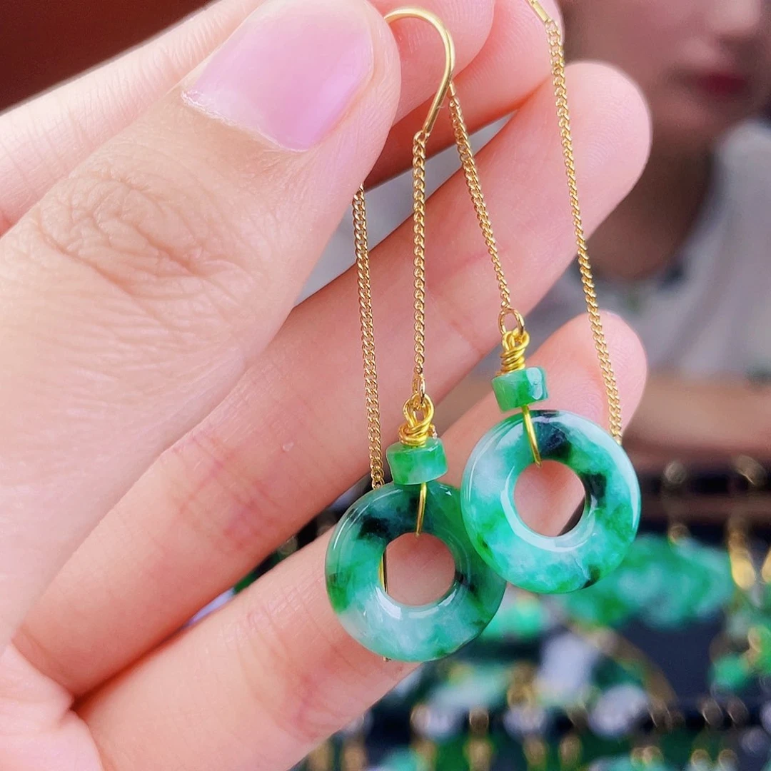 翡翠银S925镶嵌耳饰饰品