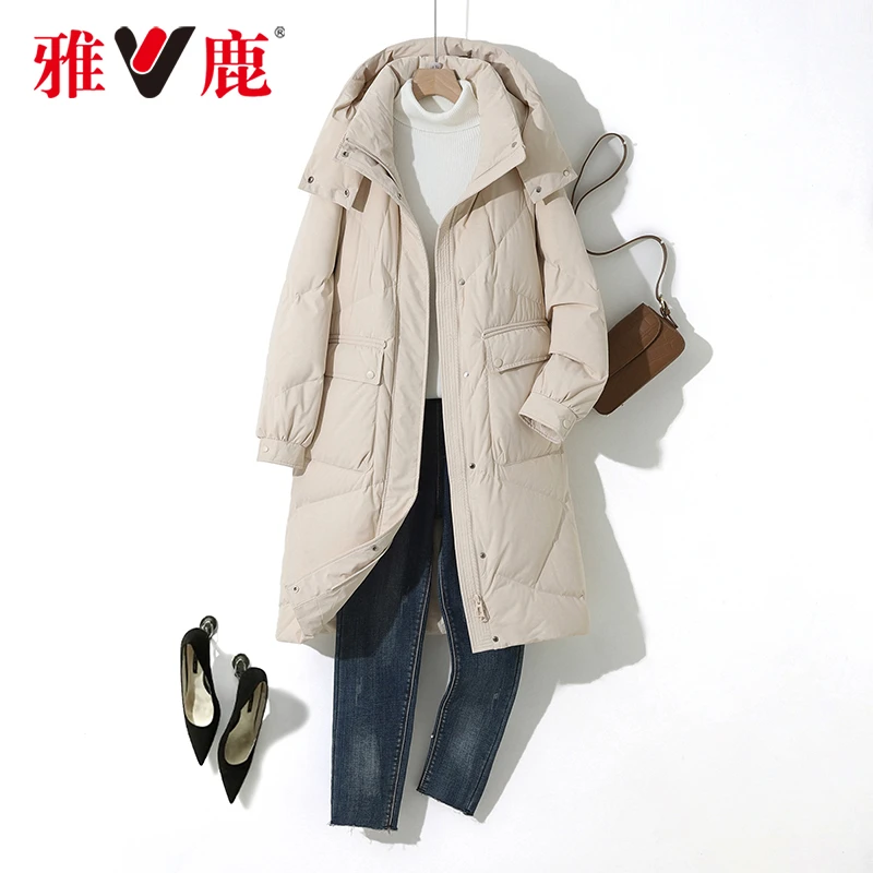 2023冬季新款中长反季时尚女士正品连帽羽绒服百搭YT901X00250