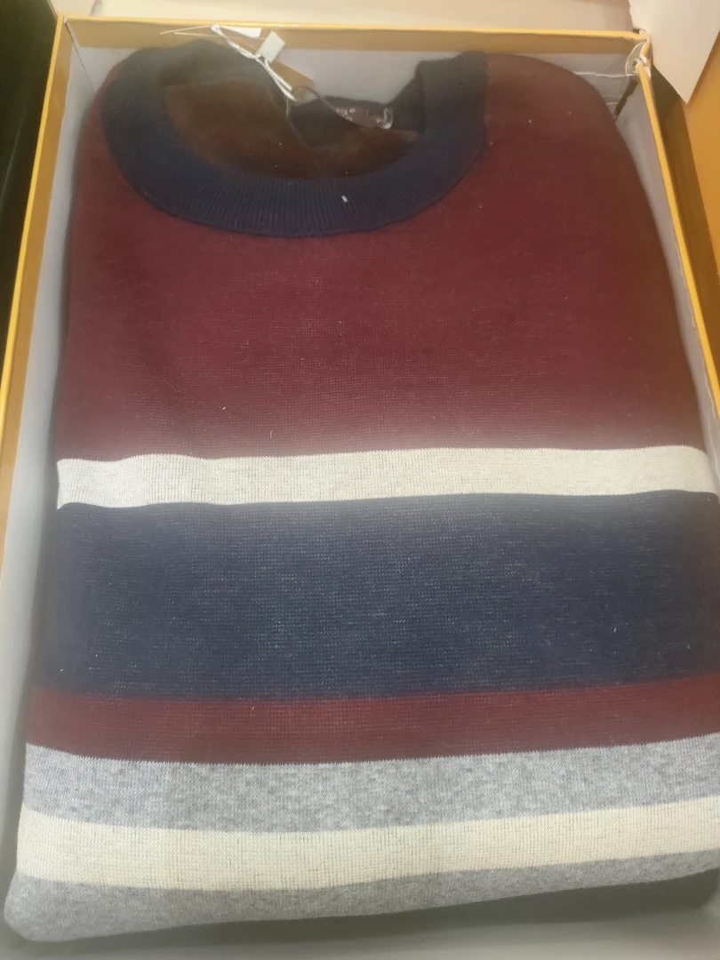 851秋冬季简约撞色条纹休闲加绒加厚圆领保暖套装