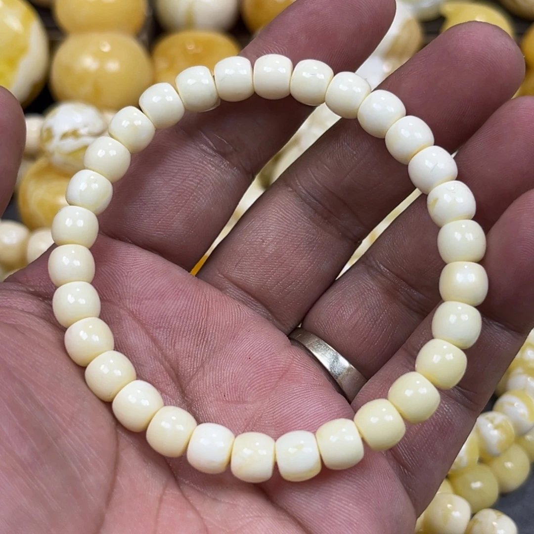 琥珀未镶嵌手串白蜡老邢手串7mm+