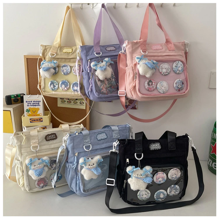 禾果铺子日系百搭单肩斜挎包ins学院风软妹少女透明吧唧痛包