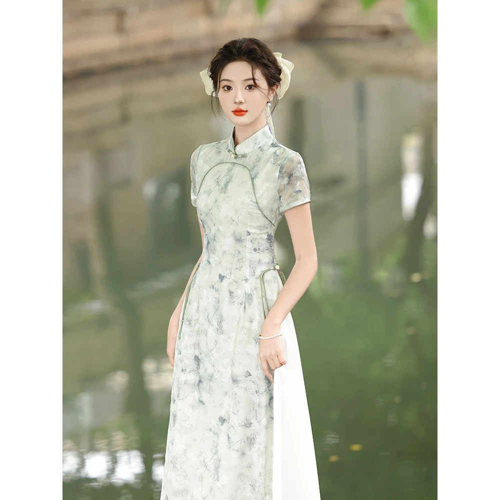 复古改良版旗袍2024新款新中式奥黛连衣裙国风夏季年轻款少女日常