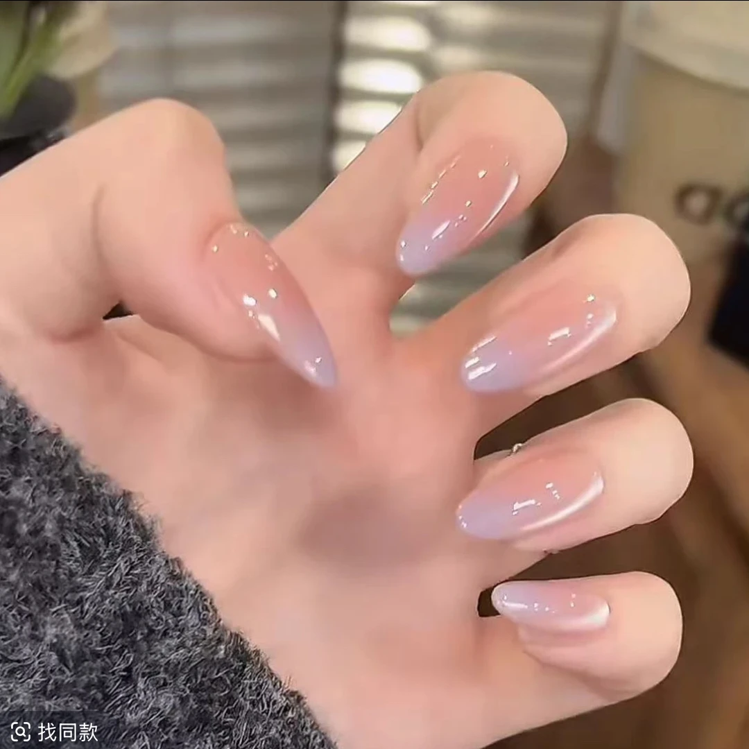 【芋泥波波】 纯欲裸色冰透简约渐变气质纯手工穿戴甲