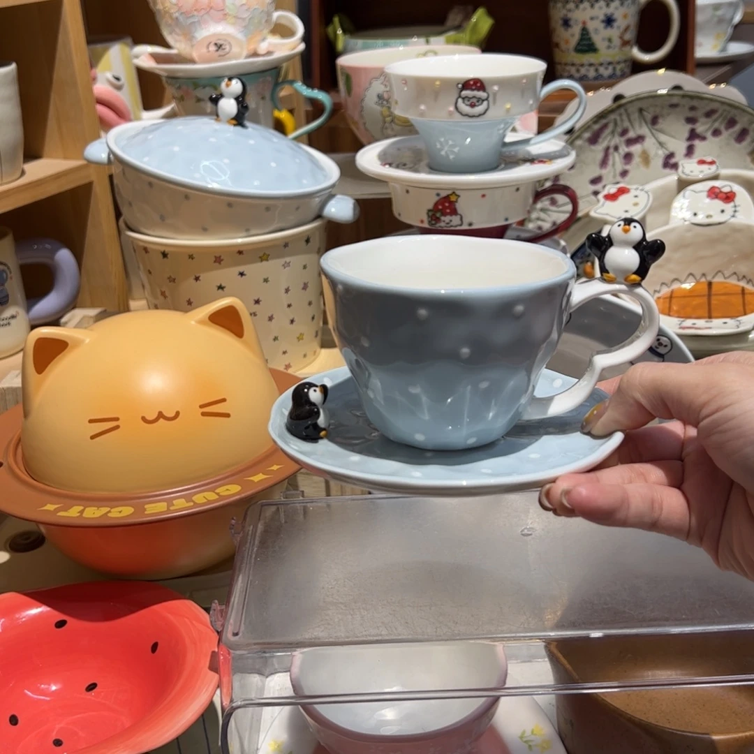 企鹅咖啡杯碟套装