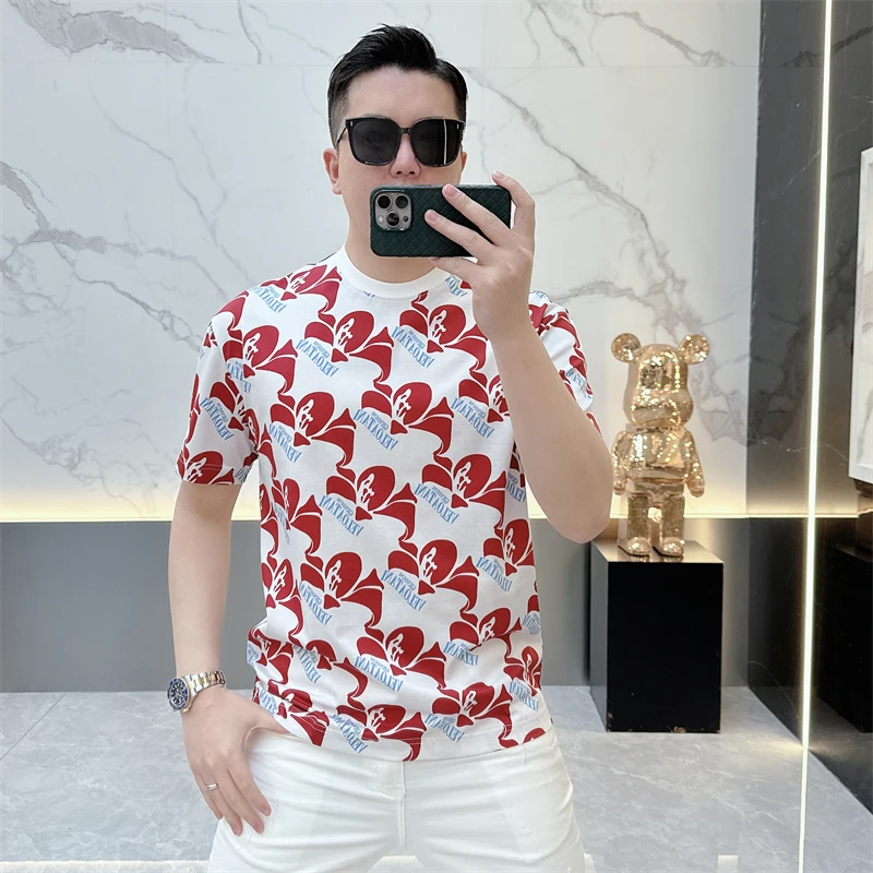 冰希二店.高端品质欧版男士短袖潮牌个性修身透气T恤2025夏季新款