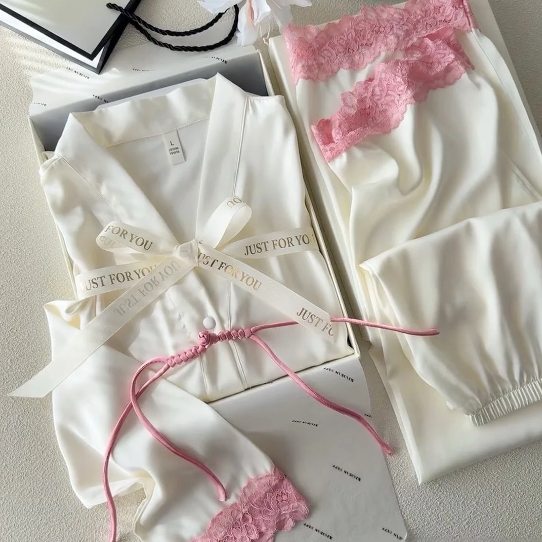 【新中式国风】气质少女高级感冰丝长袖睡衣女春夏新款家居服套装