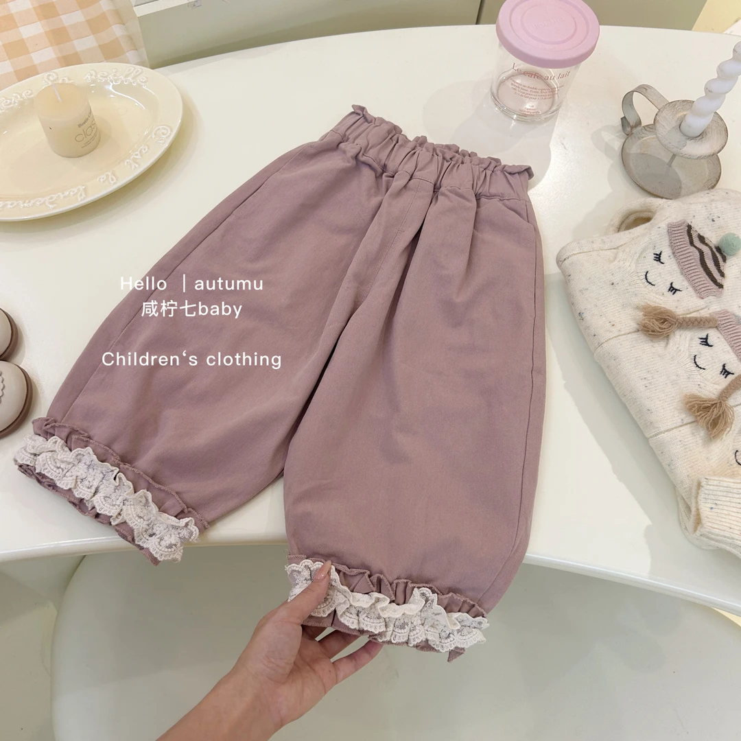 【现1】女童秋装2024新款套装儿童洋气圆领长袖毛衣针织衫灯笼裤