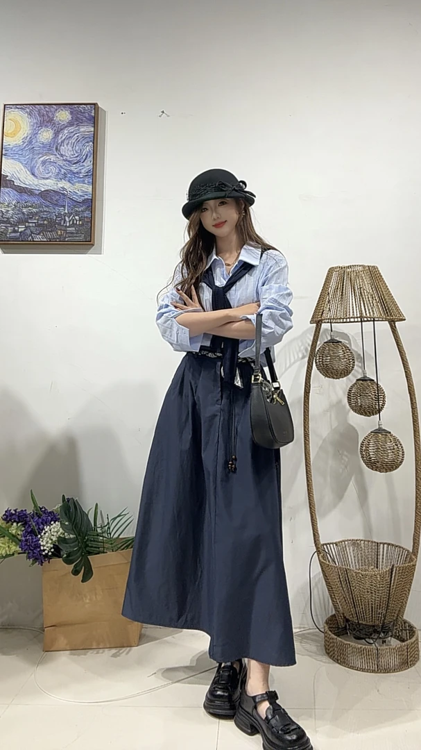 173区白色通勤职业风女士春秋百搭显瘦衬衫半身裙套装