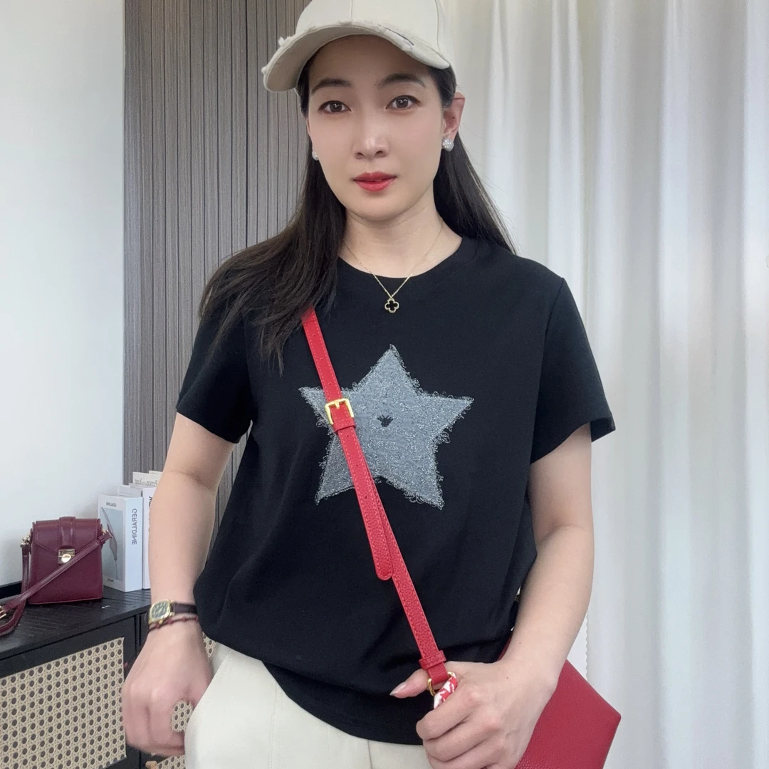 U.Ni【星星】正肩微宽松圆领短袖T恤