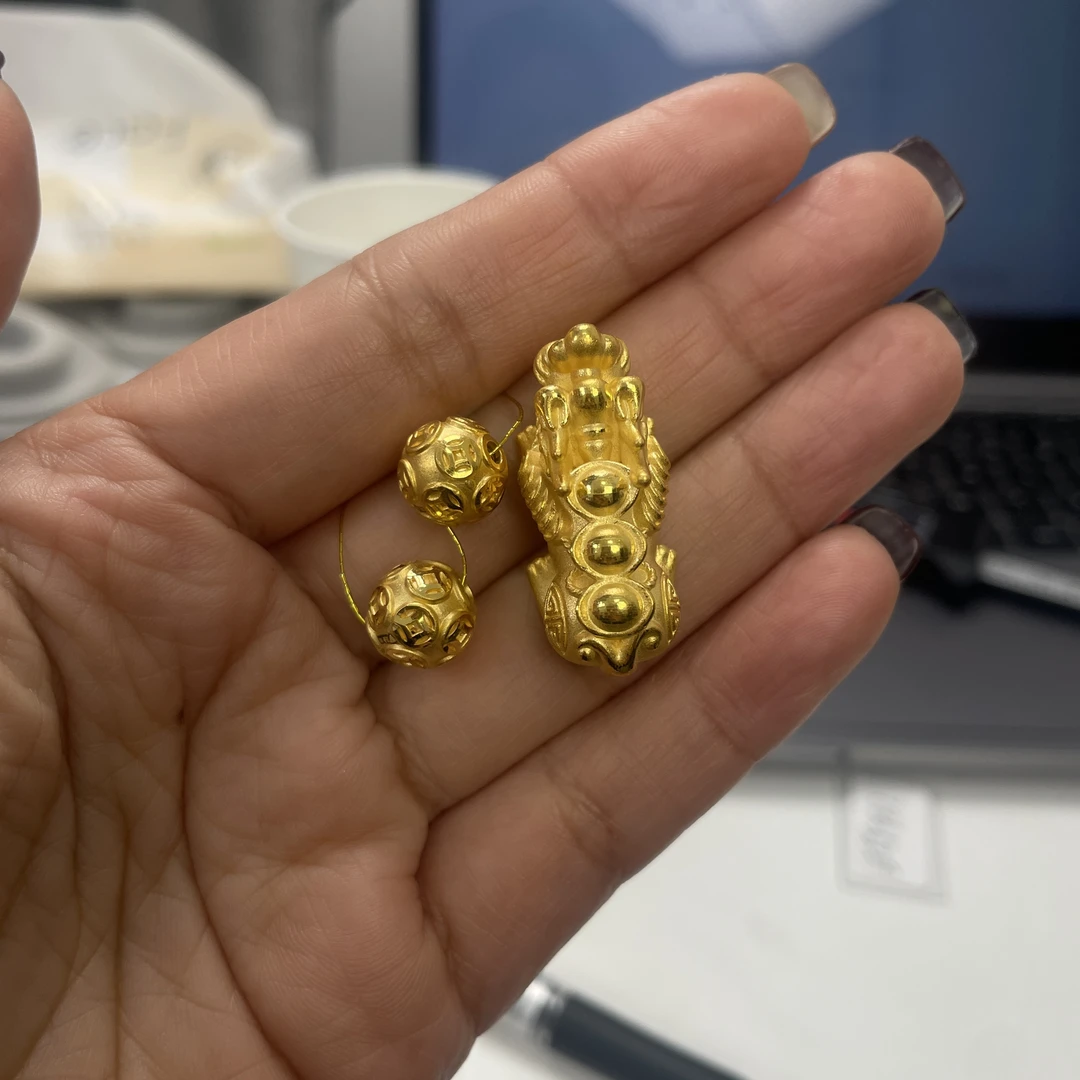 足金三元宝貔貅手串