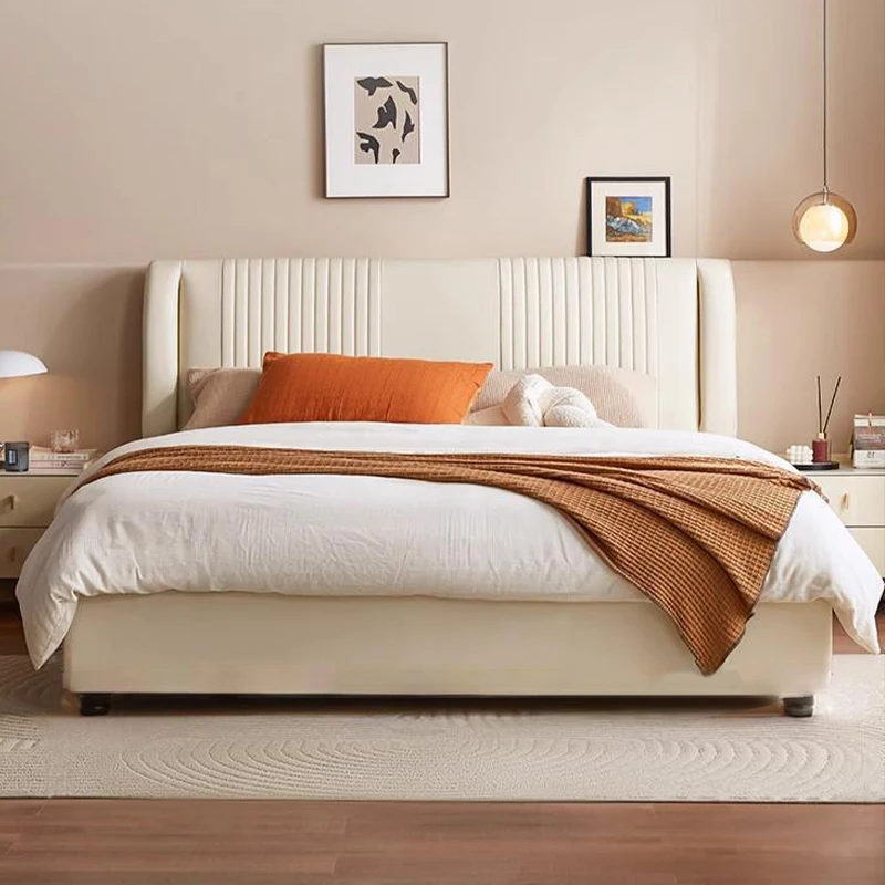 【欧先生风琴储物床】法式奶油风现代极简真皮带抽屉软靠包真皮床