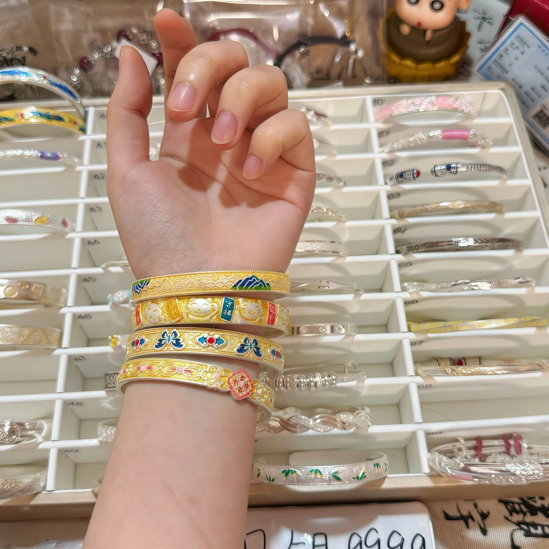 非金属珐琅手镯 （1号）足银手镯 直播用链接