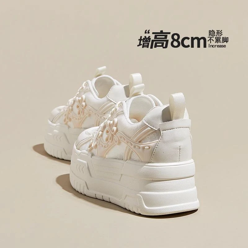 内增高小白鞋女2025新款夏季网面透气薄款厚底百搭轻便休闲板鞋