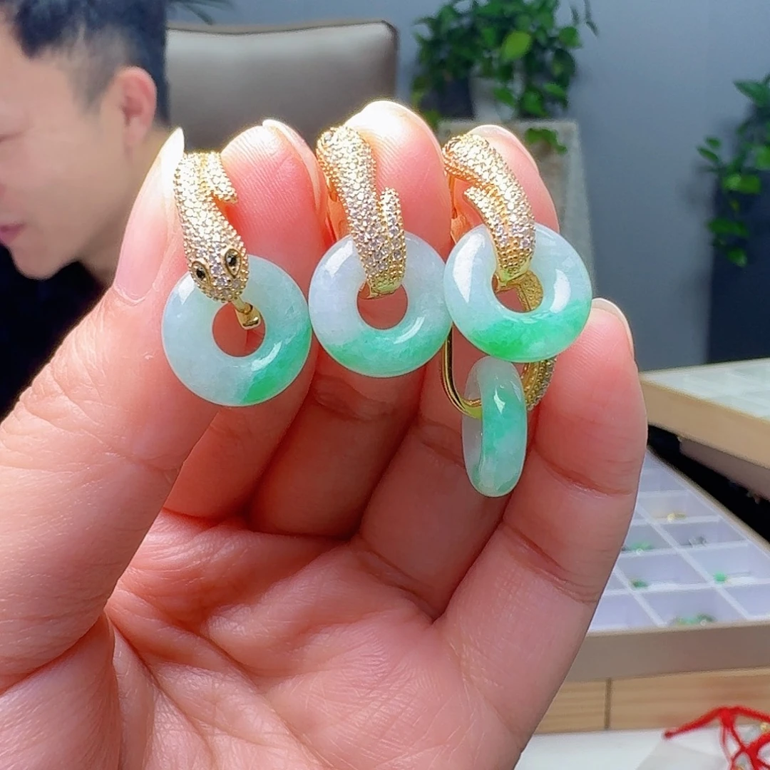 银S925镶嵌翡翠耳饰多样性发货其一