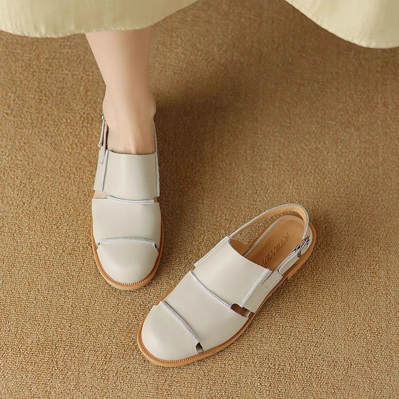 【香港轻奢Sakurano&樱央】复古包头凉鞋女款2025新款夏天百搭真