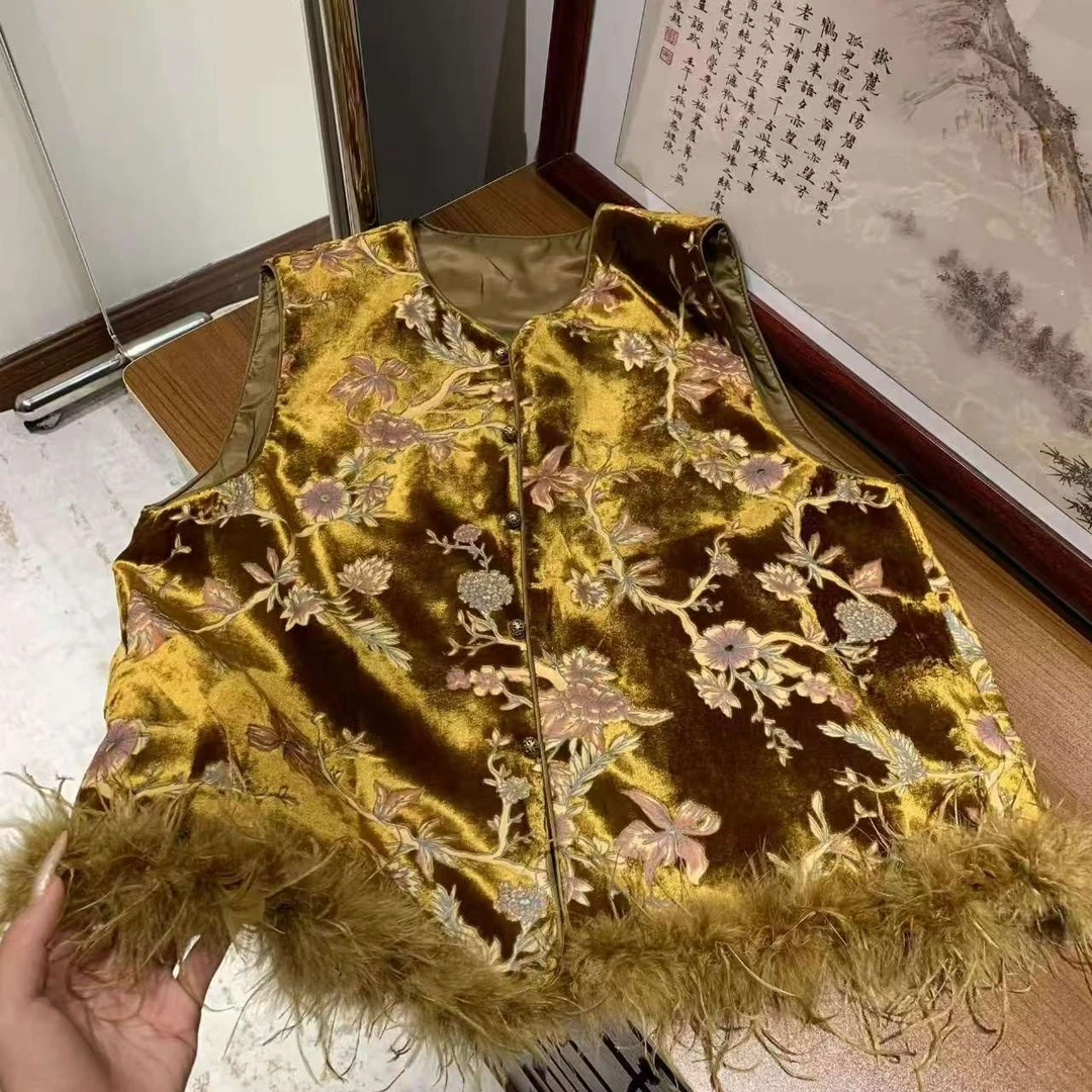 马夹透气宽松型双层时尚两面提花马甲立领字母秋季