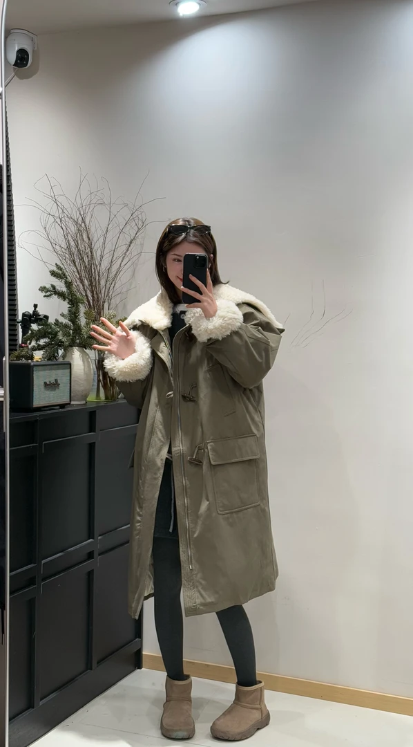 【CAITINT】婷婷大翻领工装派克服加厚毛毛保暖百搭露丝长款9670