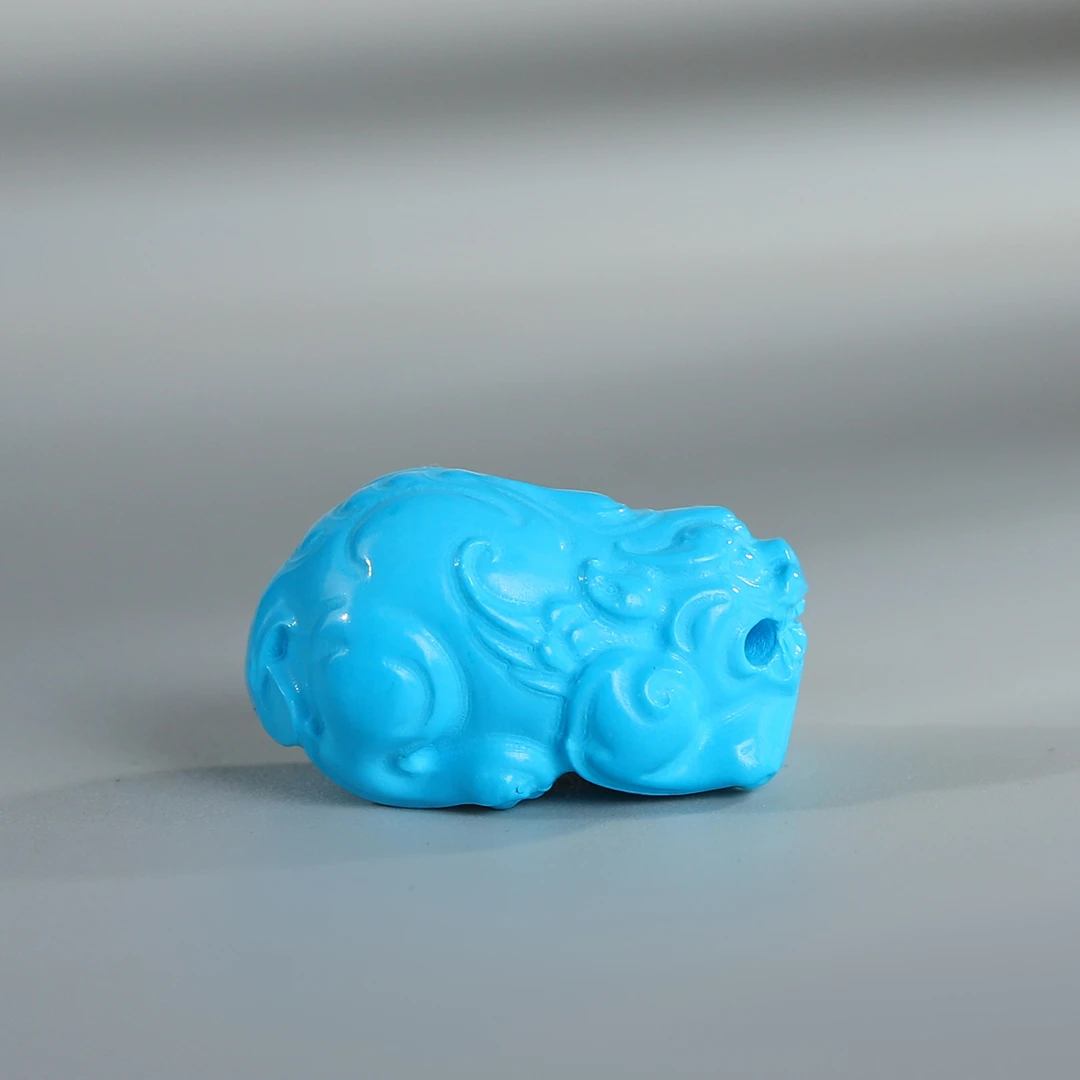 精工瓷高蓝色15/13/24mm雕刻貔貅挂件吊坠手串项链提溜百搭配饰件