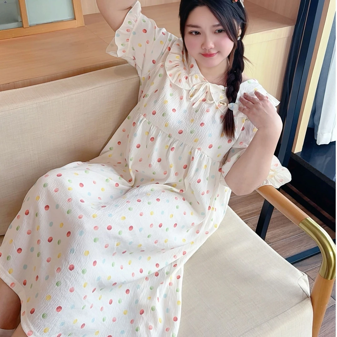 特大码胖美女睡衣2025春夏季新款短袖长裙子孕妇可外穿家居服睡裙