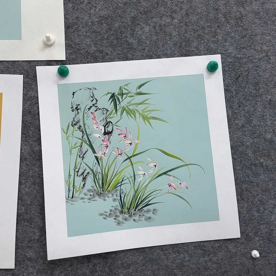 国画国画立体兰花作品