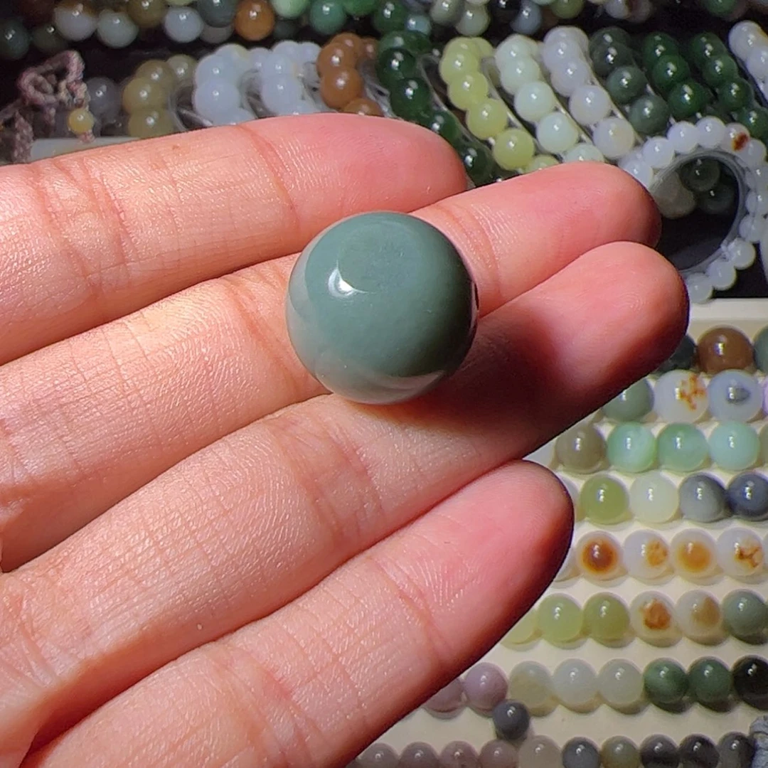 【闪购商品】未镶嵌和田玉珠宝奇石新疆瓷蓝16mm