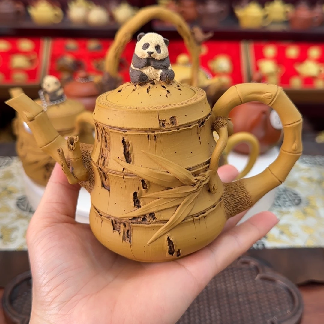 茶壶段泥竹节熊猫