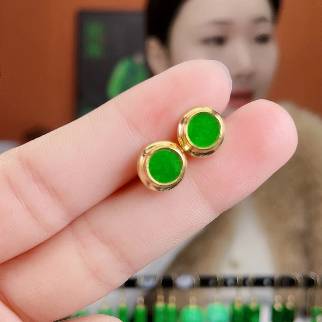 翡翠银S925镶嵌耳饰