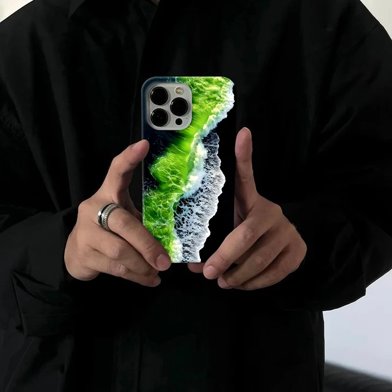 浪花翻涌适用于苹果16pro创意手机壳15promax个性14小众13/12/ins