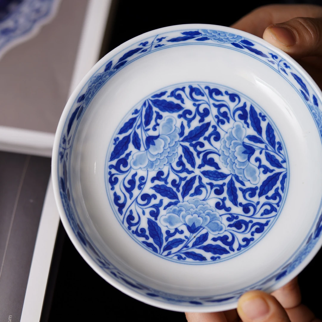 妙色-在川观物 柴窑雍正官窑复刻缠枝莲花卉纹盘景德镇高端瓷器