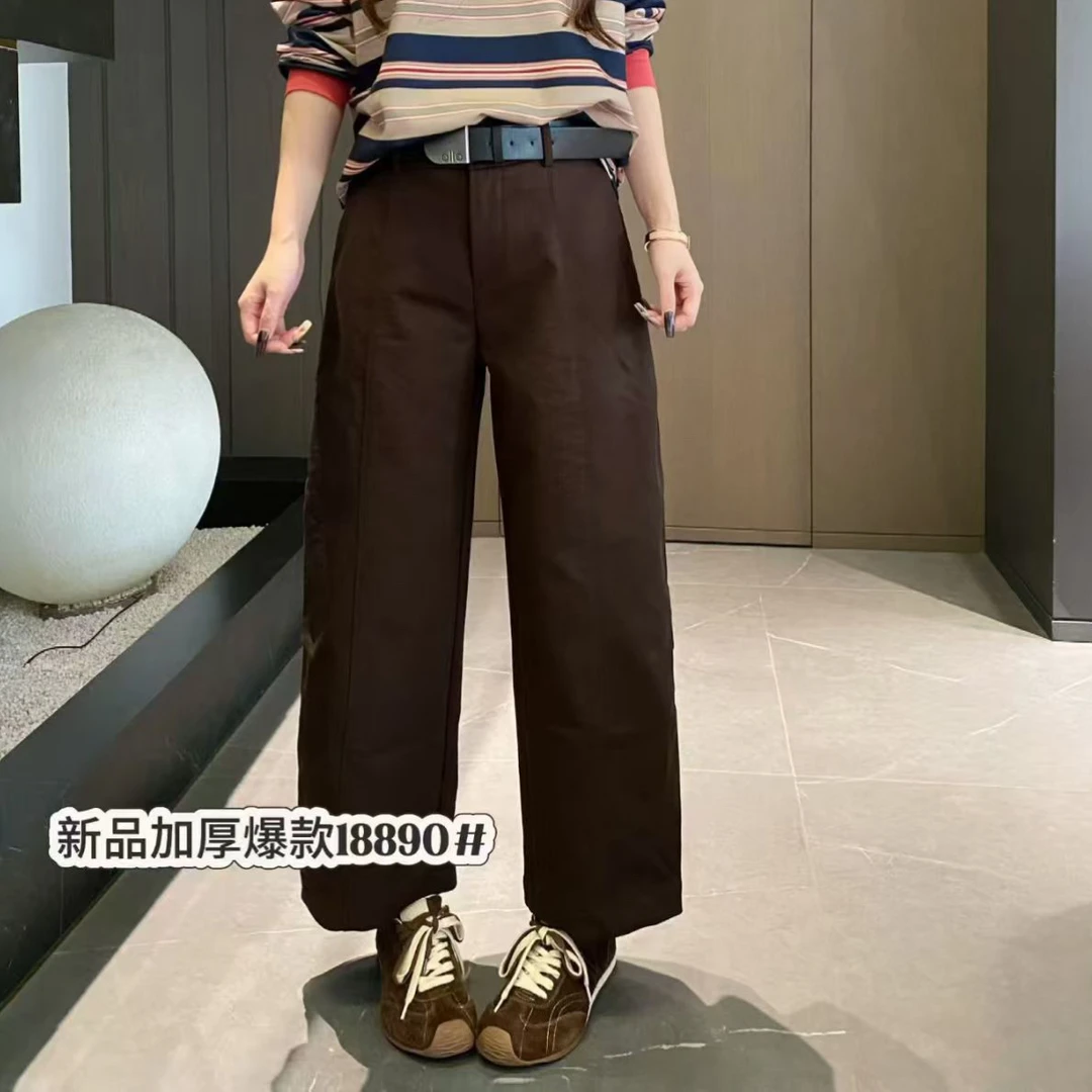 【芸姐】3295-3欧货爆款必入款新面料肌理纹加绒九分弯刀气球裤