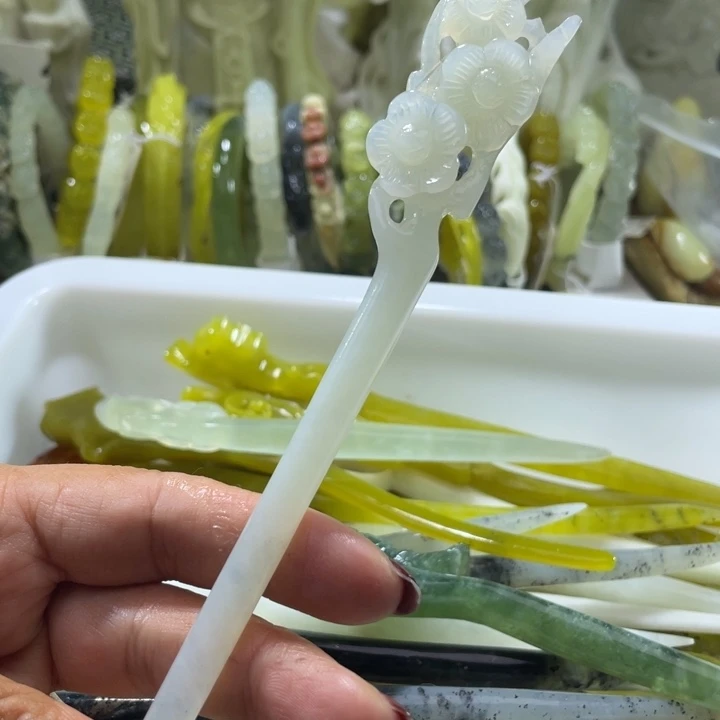 岫玉未镶嵌发簪发簪