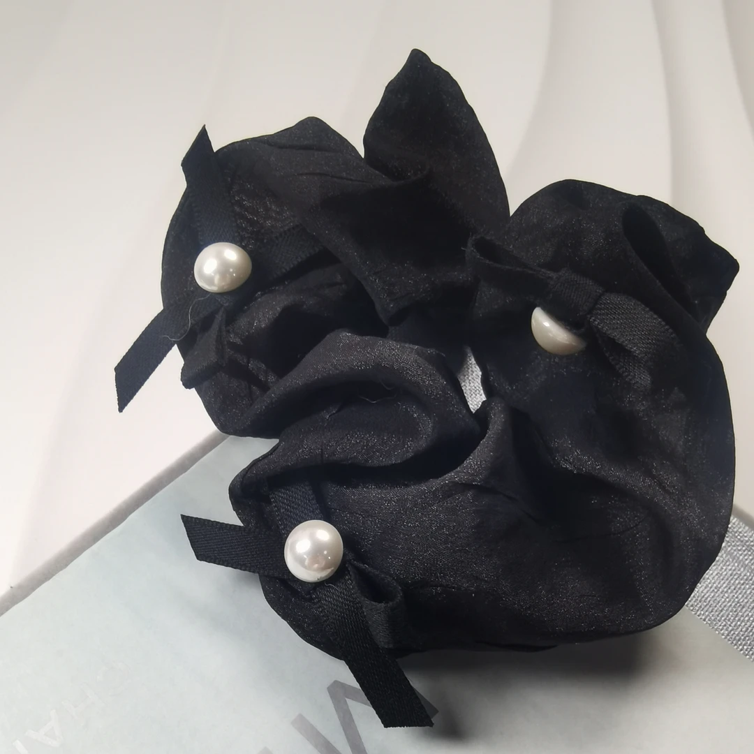 韩国 东大门 黑色缎面蝴蝶结简约发圈