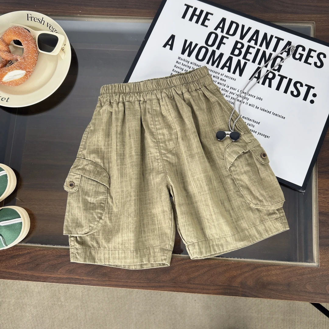 2025夏季新款儿童宽松黄色工装短裤BMX25577