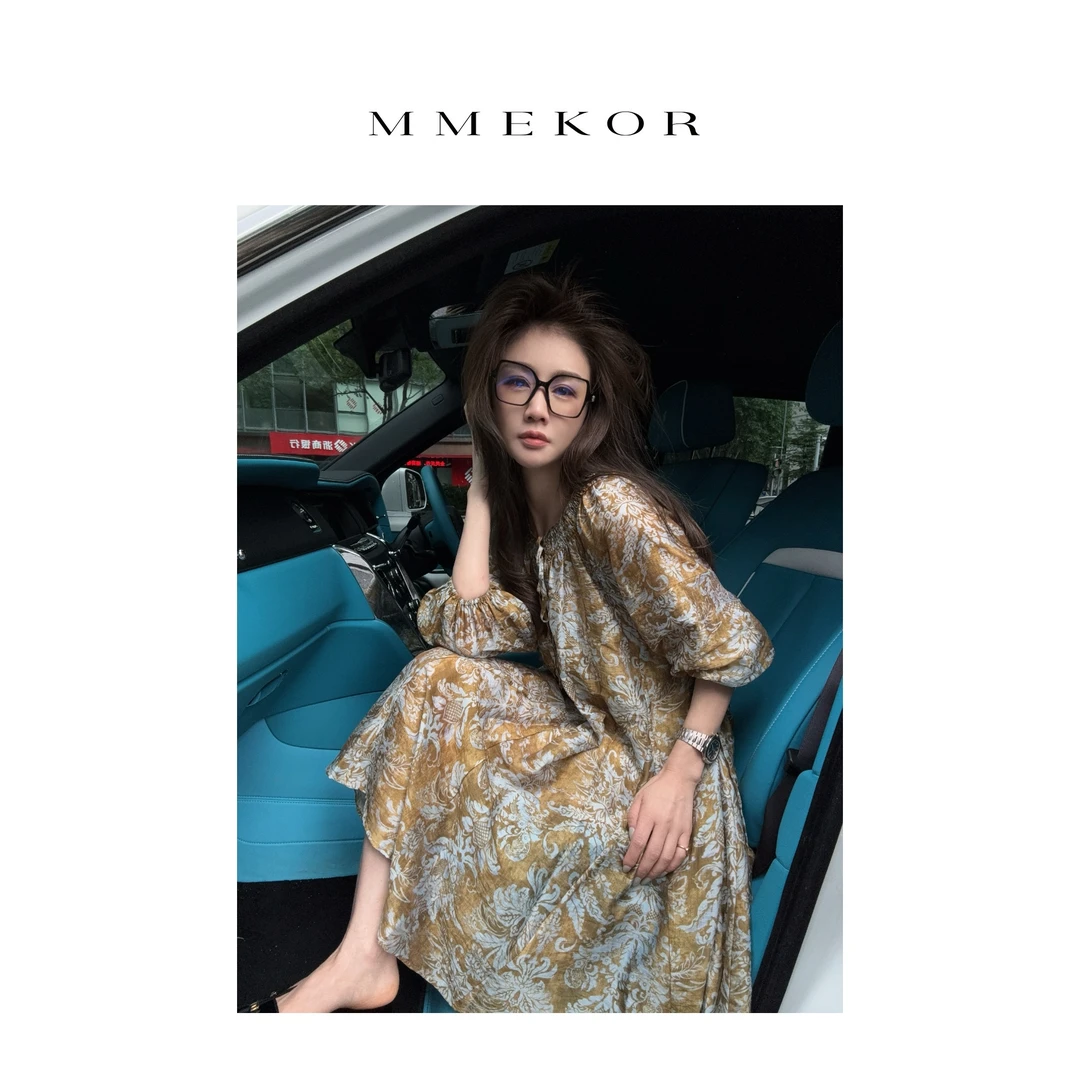 MMEKOR“虞美人”连衣裙 2025新款静奢老钱风淡雅长裙 67363