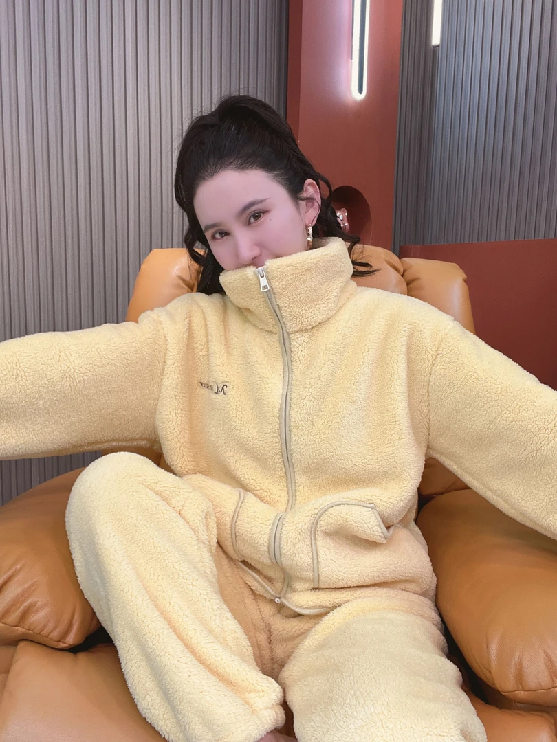 2025冬新款北羔绒加绒加厚家居服套装百搭休闲保暖睡衣套装可外穿