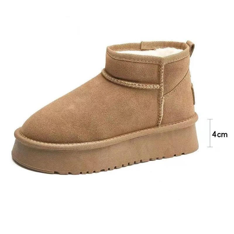 皮毛一体牛皮羊毛雪地靴厚底女靴003