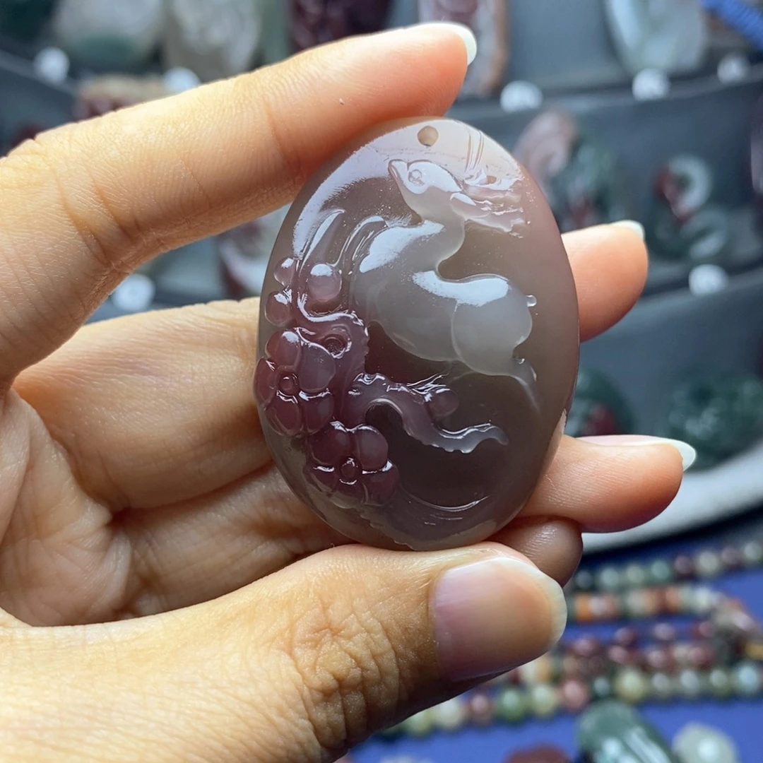 玛瑙/玉髓吊坠(不含链)未镶嵌熊*?