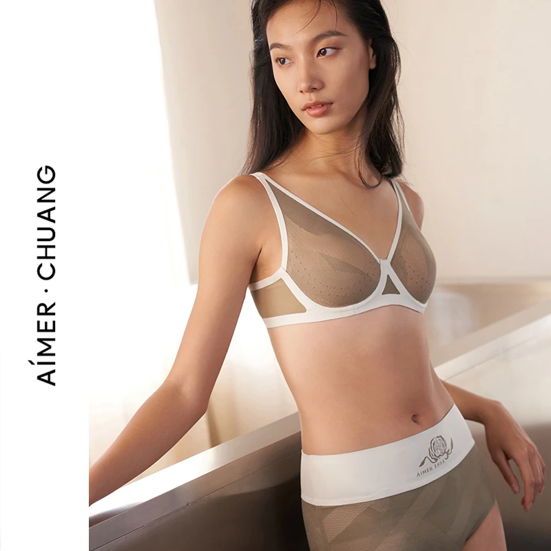 AIMER CHUANG明动3系列舒适薄模杯全罩杯洞洞文胸CA130811