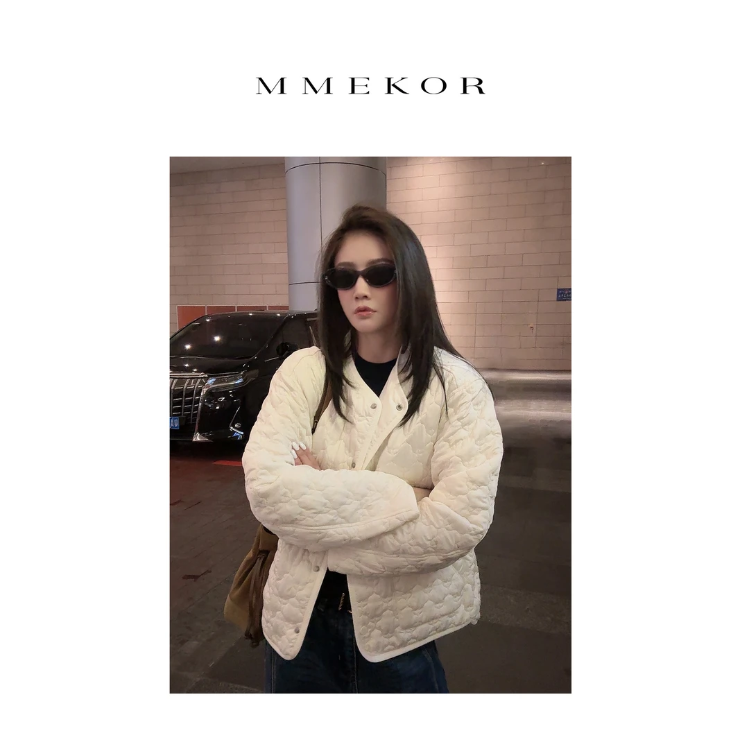 MMEKOR“绵绵奶芙”棉服 2025新款秋款千金玛德琳韩系上衣 30306