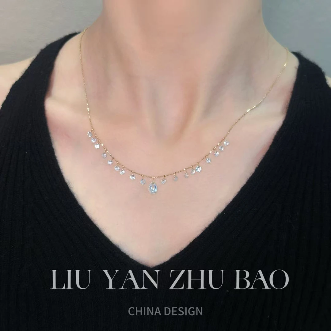 【六言臻选01】18k金     梦幻银河海蓝宝满天星项链zsxl0379